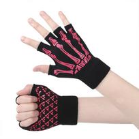 Knitted Punk Skeleton Gloves Stretch Skull Half Finger Gloves Cosplay Gloves  Winter Season Style 3 black