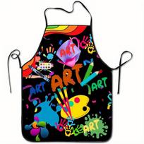 A Vibrant Apron Featuring a Design Splashed with Colorful Art Supplies And Paint, Perfect for Stylish Home Kitchen Tasks, Cooking, Baking, Cleaning, G 70x80cm