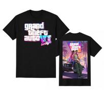 GTA VI Inspired Graphic Tee Retro Gaming Vice City Style Fan Art Reprint S gray