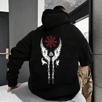 Ancient Viking Raven Print Hoodie for Man Fall/Winter New Arrival Hooded Sweatshirt Urban Casual Fashion Male Sporty Coats 4XL gray