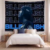 Billie Eilish (1) Art Wall Hanging Tapestry for Home Bedroom Living Room Decor Great Gift Idea 100cmx150cm blue