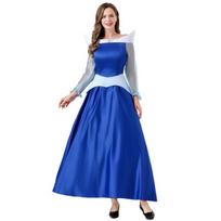 New adult women cosplay fairy tale sleeping beauty princess two-color dress cosplay costume XXL blue