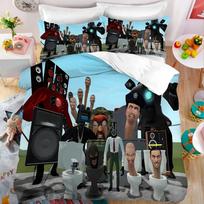 3D Print Skibidi Toilet Arale Bedding Set Single/Twin/Full/Queen/King Size Adult Bedroom Duvetcover Sets Anime Gift baby size 100x135cm white
