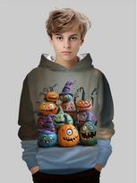 Kids Halloween Sweatshirt Boys Girls Pumpkin Head Elements 3D Print Hoodies Autumn Winter Fashion Pullover Children Clothes 110