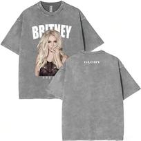 Washed Vintage T-shirts with Britney Spears Graphic, Casual Fashion T-shirts for Men and Women, T-shirts9 37 37 3XL gray