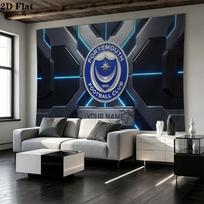 Individualus vardas Portsmouth F.C. spausdinta gobelenas – Sieninė dekoracija miegamiesiems, bendrabučiams ir namų interjerui 130cm x 150cm