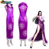Karalienė Boa Hancock Cosplay Kostiumas Anime Kimono Suknelė Čiongsamas Apsiaustas Moterims Helovinas Karnavalas Čiongsamo Rinkinys Apranga Vaidmenų Žaidimas S purple