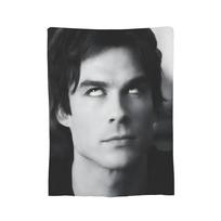 Damon Salvatore The Vampire Diaries Blanket Fleece Print Ian Somerhalder Breathable Throw Blanket for Bedding Bedspread 70x100cm