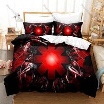 Cool Rock Band Red Hot Chili Peppers Bedding Set Duvet Cover + 2 Pillowcases Trendy Band Graphic Bed Linens 100x130CM black