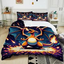 Charizard Duvet Cover Pillowcase Bedding Set Adult Boy Girl Bedroom Decoration Children Single Double Large Size 135x200cm