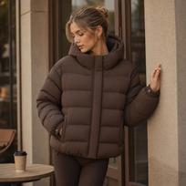 Winter pocket zipper hat bread clothes short cotton-padded clothes warm jacket women's clothing export L black