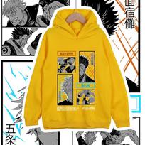 Kids Anime Hoodie Jujutsu Kaisen Gojo Sukuna Print Unisex Cotton Sweatshirt for Boys Girls Cartoon Casual Wear Cosplay Costume 160 black