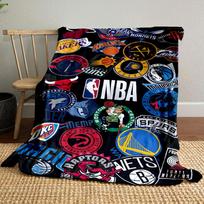 NBA komandų logotipų koliažo rašto pledas, flanelinis, tinkamas visiems sezonams, namų dekoravimui, šiltas ir jaukus 150x200cm(59*78in)