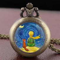 10pcs/lot Prince Theme Quartz Pocket Watch Retro Men Women Children Pendant Necklace Accessories Clock Best Souvenir blue