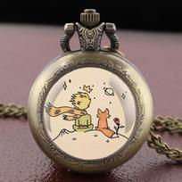 10pcs/lot Prince Theme Quartz Pocket Watch Retro Men Women Children Pendant Necklace Accessories Clock Best Souvenir beige