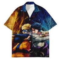 Halloween Naruto 3D Print Mens Shirt Casual Loose Fit Short Sleeve Beach Top Teens Adults XXXL
