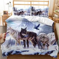 3D Printed Wolf Bedding Set Wild Snow Wolf Animal Duvet Cover Double Twin Full Queen King Adult Kids Bedclothes Quilt Cover 70x133cm 2pcs
