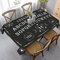 1pc Tablecovers Gothic Tarot Ouija Board Design Tablecloth - Rectangular Black White Polyester Surface, with Mystical Symbols, Durable And Easy-Clean 60*90inch(152cm*228cm）