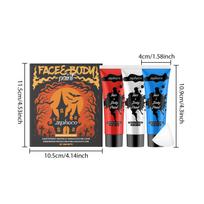 Halloween Face Body Paint Kit 3 Colors High Coverage Cream Paint with Sponges Long-Lasting Party Cosplay Body Art Pigment 1 SET red