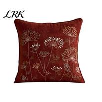 Cotton Linen Cushion Cases Embroidered Dandelion Cover, Farmhouse Throw Pillow Case, Nordic Style Shams Decorative Cover for Sofa Couch Bedroom A
