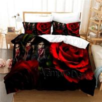 Horror TV Series Vampire Diaries Duvet Cover Set with Zipper HD Comforter Cover Bedclothes for Kids Bedding Sets Bedroom Decor 100x135cm 2pcs&Duvet Cover