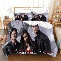 Horror TV Series Vampire Diaries Duvet Cover Set with Zipper HD Comforter Cover Bedclothes for Kids Bedding Sets Bedroom Decor 90x200cm 2pcs&Duvet Cover