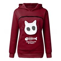 Unisex Pet Carrier Hoodie Cat Lovers Big Pocket Pullovers Sweatshirt Dog Holder Tops Hoodies Animal Pouch Hooded Sweatshirts XS