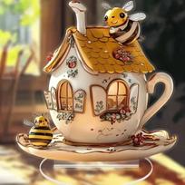 Honeycomb Teapot Statue Handcrafted Decorative Accent for Kitchen Dining Table Display Ideal Tabletop Decor as picture