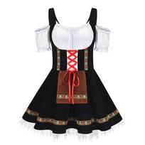 Moterų Oktoberfest kostiumas Vokiškas Bavariškas Tradicinis Dirndl suknelė Spalio šventės Festivalio Alaus mergaitės Cosplay apranga M juoda