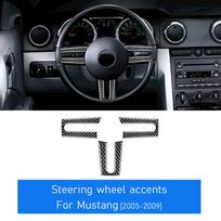 Real Soft Carbon Fiber Sticker For Ford Mustang 2005 2006 2007 2008 2009 Accessories Interior Trim Car Gear Shift Panel Cover Steering Wheel gray