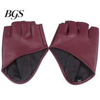 Lady Fashion Faux Leather Half Finger Gloves Driving Pole Dancing Show purpurinė raudona spalva
