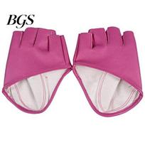 Lady Fashion Faux Leather Half Finger Gloves Driving Pole Dancing Show rožinė