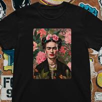Frida Kahlo T-Shirt: Artistic Floral Portrait, Mexican Art Inspired Tee 140 brown