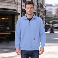 Men's Quarter-Zip Sweatshirt with Pocket, Long Sleeve Pullover for Casual Wear L