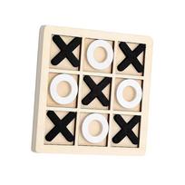 Wood Tic TAC Toe Game Set Noughts and Crosses Family Board Games Interactive Funny Table for