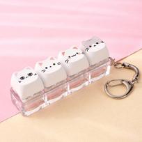 Kawaii Cat Mechanical Keyboard Keyring Creative Finger Keyboard Pendant  Backpack Pendant Style 8 white