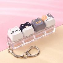 Kawaii Cat Mechanical Keyboard Keyring Creative Finger Keyboard Pendant  Backpack Pendant Style 1