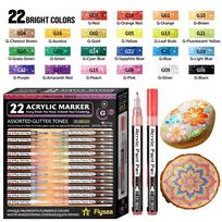 22pcs 0.7mm Extra Fine Tip Acrylic Paint Pens Non Toxic Waterbased Pro Color Series Markers Quick Drying Stackable Color