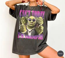 Shrek Can't Today I'm Swamped Shirt, Vintage Shrek Men's T-Shirt, Funny Shrek Meme Tee, Retro Cartoon Graphic Tee, Gift for Shrek Fan 120 black