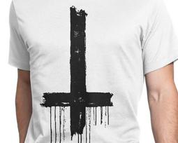 Antichrist Cross B T-shirt S-XXL Baphomet, Necronomicon, Freemasons, Pentagram, Evil, Good, Satanic, Occult , Music, Cool 100 black