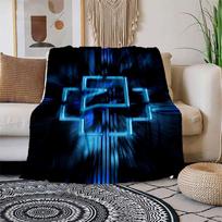 Neon Blue Cross Light Wall Sticker Home Decor Art Decal Poster MuralBlanket Flannel Throw Blanket for Sofa, Bed, Travel, Camping, Office, Co 150x180cm blue