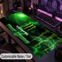 Large Mouse PadMonster Energy Custom Name Text Personalized Desk Mat Non Slip Gaming Pad 30cmx80cm green