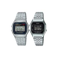 CASIO Unisex Pair Table Series Black Watch LA680WA-1B&A159WA-N1 Regular Watch Box black