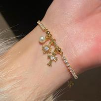 Zircon Iris Cross Adjustable Bracelet Light Luxury High-end Niche Bracelet Personality Versatile Temperament Jewelry