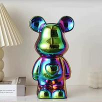 2pcs Aesthetic Bear Brick Ceramic Statue Teddy Bear Decor Action Figure Sculptures Ornament for Room Home Decoration Crafts 28cm