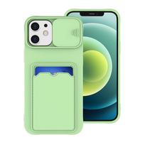 Slankioji kameros apsauga Piniginės Laikiklis Kortelių Dėklas Telefono Dėklas Skirtas iPhone 16 15 14 12 11 13 Pro Max X XR XS 7Plus Minkštas Silikoninis Dangtelis For iPhone 7 8 SE mėtų žalios spalvos