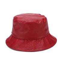 European and American ins light board PU leather bucket hat women's solid color simple basin hat outdoor versatile sun hat M（56-58cm） brown