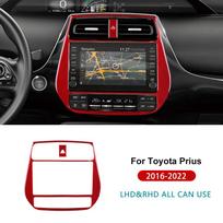 Real Soft Carbon Fiber Trim for Toyota Prius 2016-2022 LHD RHD Central Control Panel Warning Light Frame Central Control Red