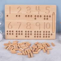 Early education digital teaching logarithmic board children stick groove blind writing board fun pen control training educational toys beige
