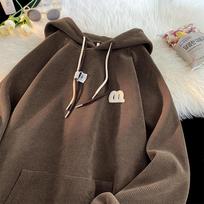 Men's Oversize Corduroy Hoodie - 2026 Autumn American Retro Pullover 7XL ruda